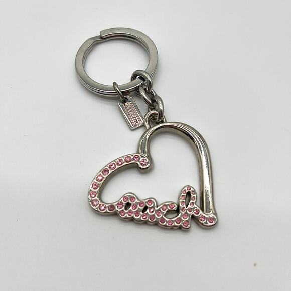 Coach Accessories - COACH Poppy Bag Charm, Pink Rhinestone Heart